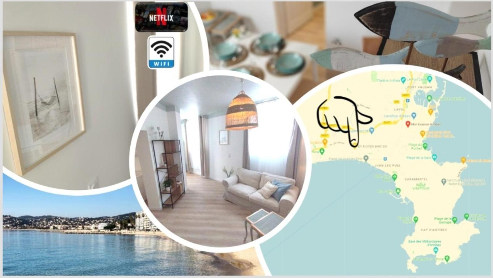 Plage & Confort 3 Pieces Parking Clim Et Wifi อองทีบส์ ภายนอก รูปภาพ